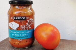 ΚΥΚΝΟΣ ΣΑΛΤΣΑ ΤΟΜΑΤΑΣ ΜΕ ΦΕΤΑ KAI ΡΙΓΑΝΗ