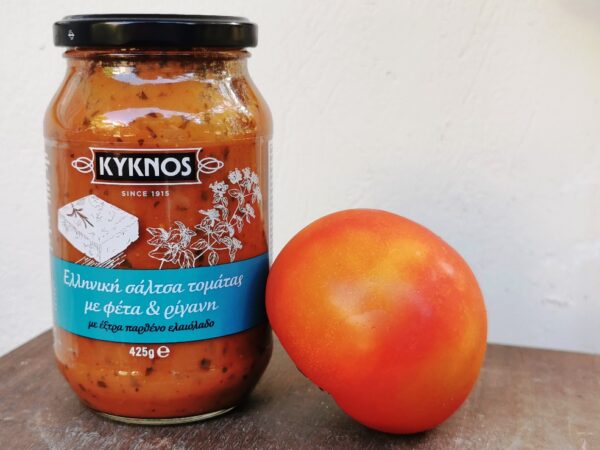 ΚΥΚΝΟΣ ΣΑΛΤΣΑ ΤΟΜΑΤΑΣ ΜΕ ΦΕΤΑ KAI ΡΙΓΑΝΗ